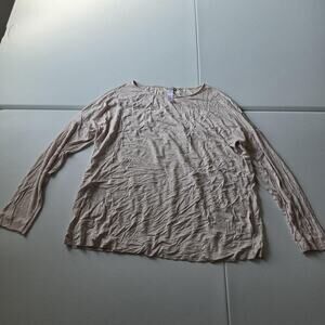 Hanro Pajama Top Womens Large Beige Viscose Jersey Long Sleeve Lightweight
